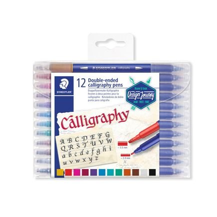 estojo calligraphy staedtler ponta dupla com 12 cores