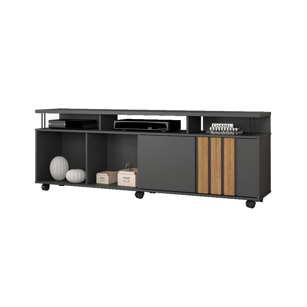 fi rack jcm atraente tv 75 polegadas 1 porta deslizante grafite noronha