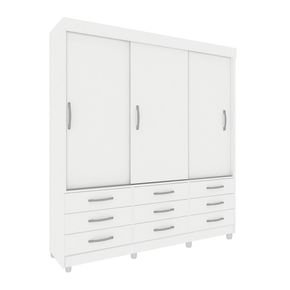 branco fi guarda roupa tcil moveis chicago com pes 3 portas de correr e 9 gavetas