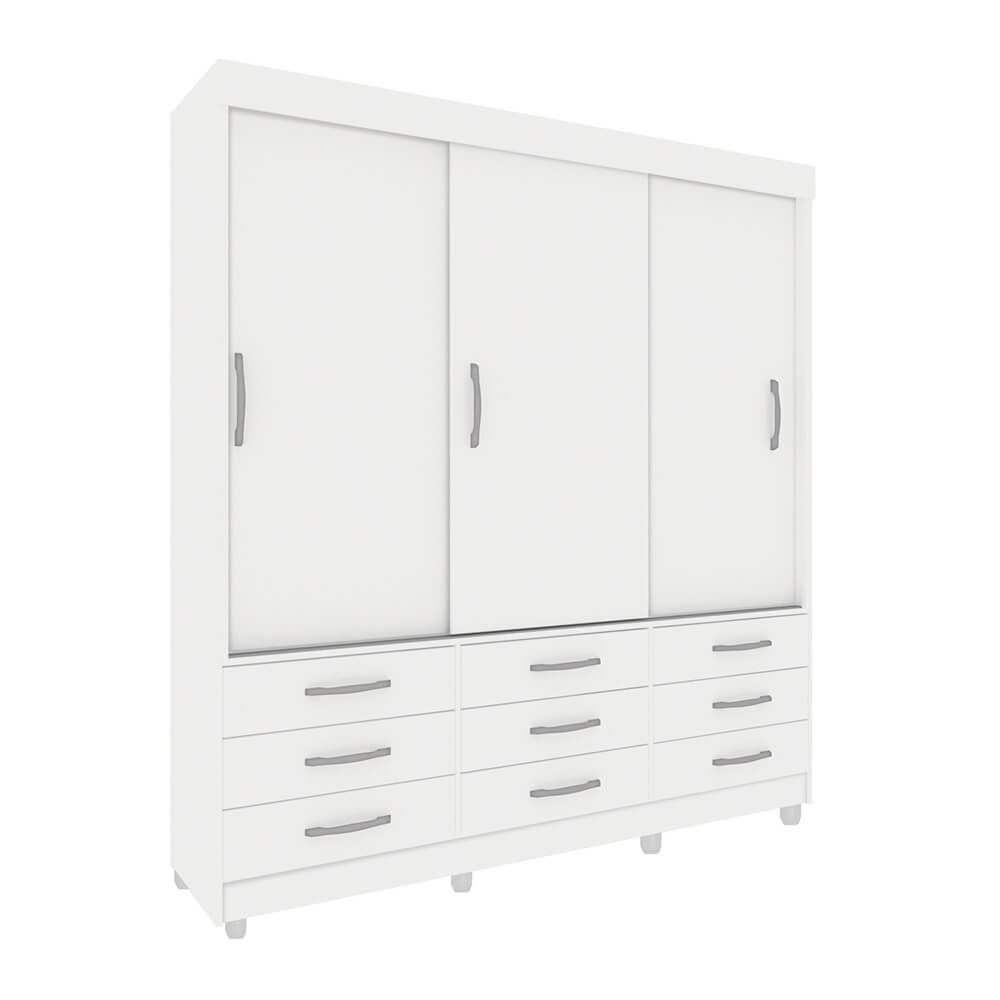 branco fi guarda roupa tcil moveis chicago com pes 3 portas de correr e 9 gavetas