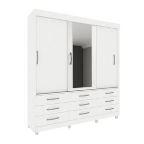 branco fi guarda roupa tcil moveis chicago com espelho e pes 3 portas de correr e 9 gavetas