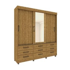 imbuia fi guarda roupa tcil moveis chicago com espelho e pes 3 portas de correr e 9 gavetas
