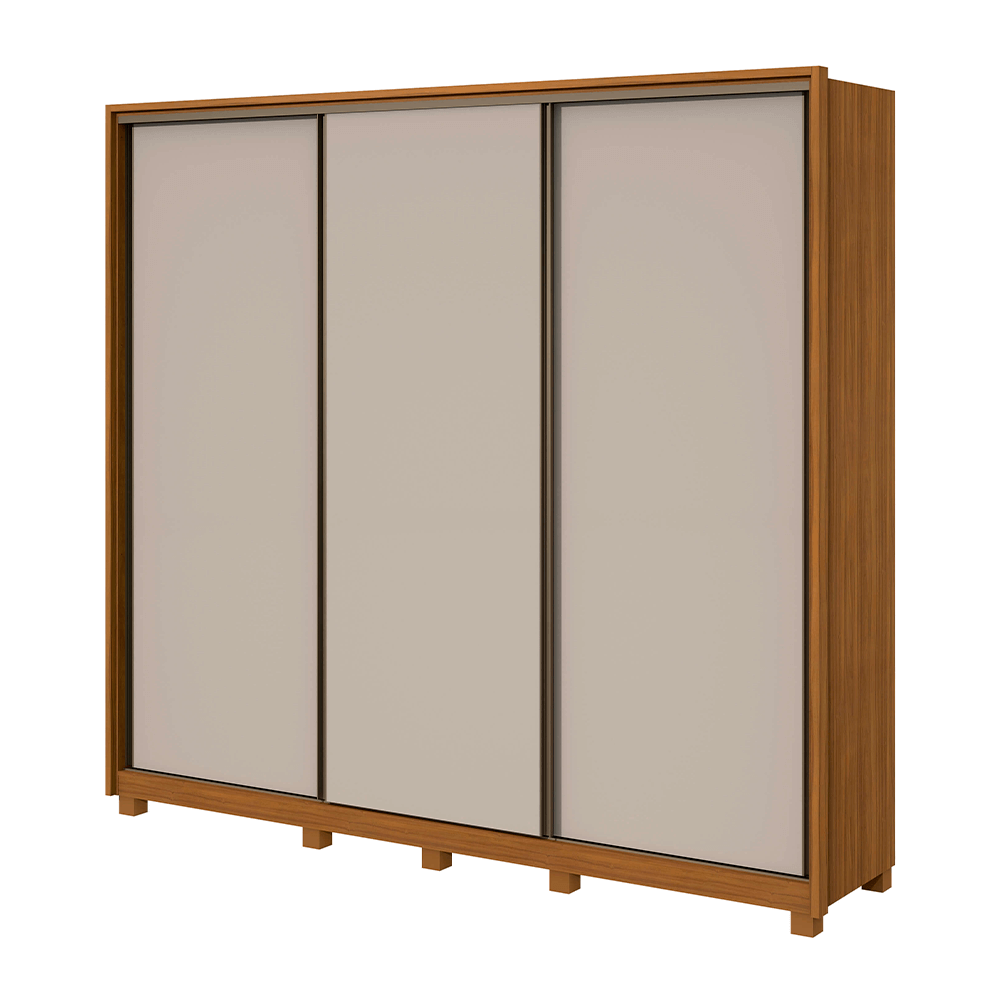 rovere off fi guarda roupa lopas spazio com pes 3 portas de correr e 6 gavetas