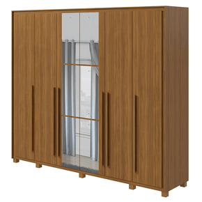 rovere fi guarda roupa lopas reali new com espelho com pes 6 portas e 6 gavetas