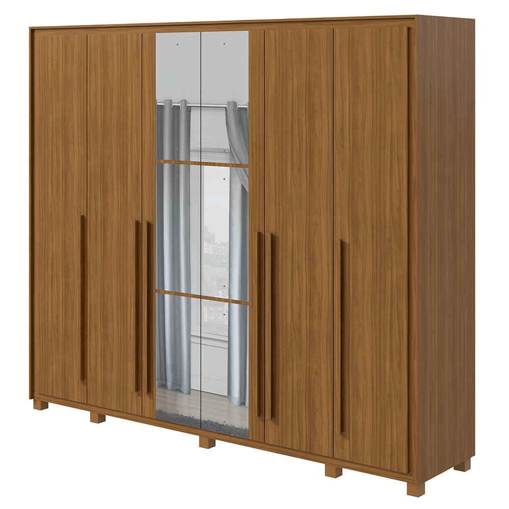 rovere fi guarda roupa lopas reali new com espelho com pes 6 portas e 6 gavetas