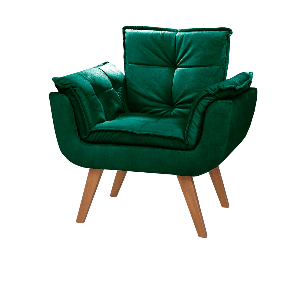 poltrona art deccor opala tecido veludo pes palito imbuia verde escuro