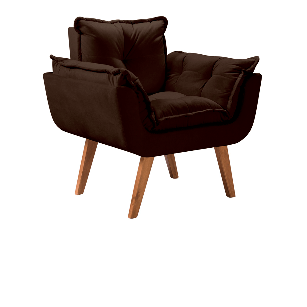 marrom 203 poltrona opala tecido suede pes palito imbuia