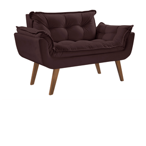 marrom 203 poltrona namoradeira opala tecido suede pes palito imbuia