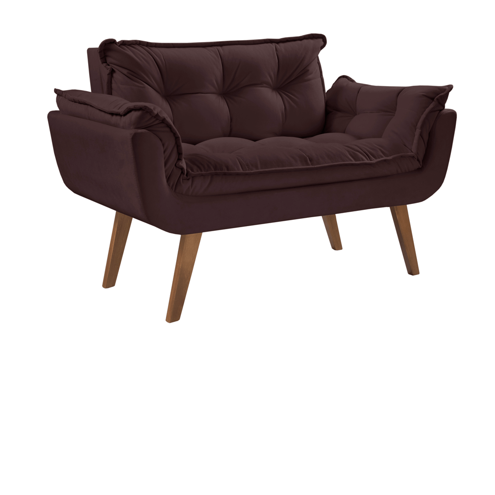 marrom 203 poltrona namoradeira opala tecido suede pes palito imbuia