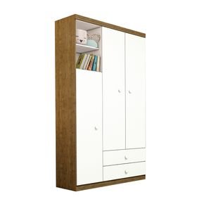 imbuia rustic branco fi guarda roupa tcil 3 portas amore