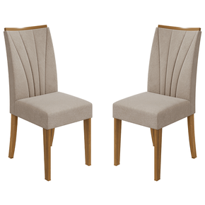 veludo creme conjunto 2 cadeiras de jantar lopas apogeu cor rovere