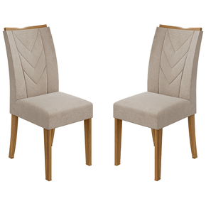 veludo creme conjunto 2 cadeiras de jantar lopas atacama cor rovere