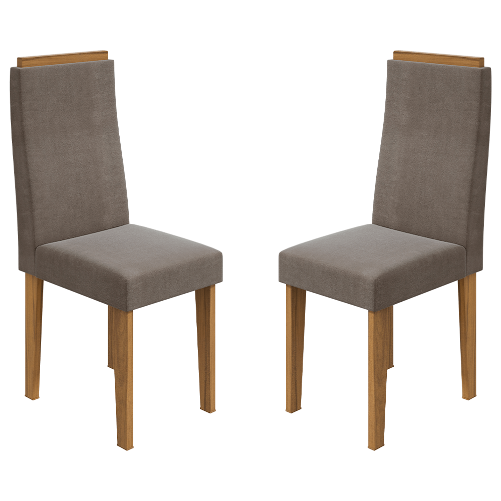 animale bege conjunto 2 cadeiras de jantar lopas dafne cor rovere