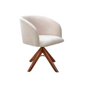 fi lado poltrona decorativa mel deccor alessandra giratoria madeira suede bege