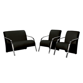conjunto de poltronas arte deccor guanabara bracos aluminio tecido suede preto