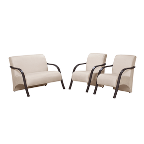 conjunto de poltronas arte deccor guanabara bracos madeira tecido suede bege