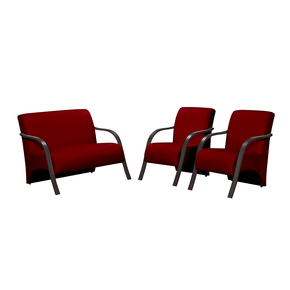 conjunto de poltronas arte deccor guanabara bracos madeira tecido suede bordo