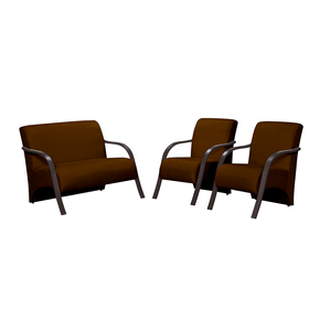 conjunto de poltronas arte deccor guanabara bracos madeira tecido suede marrom