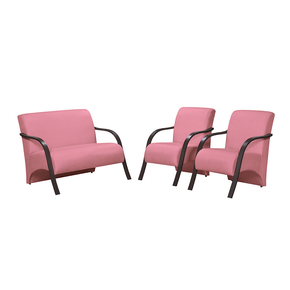 conjunto de poltronas arte deccor guanabara bracos madeira tecido suede rosa