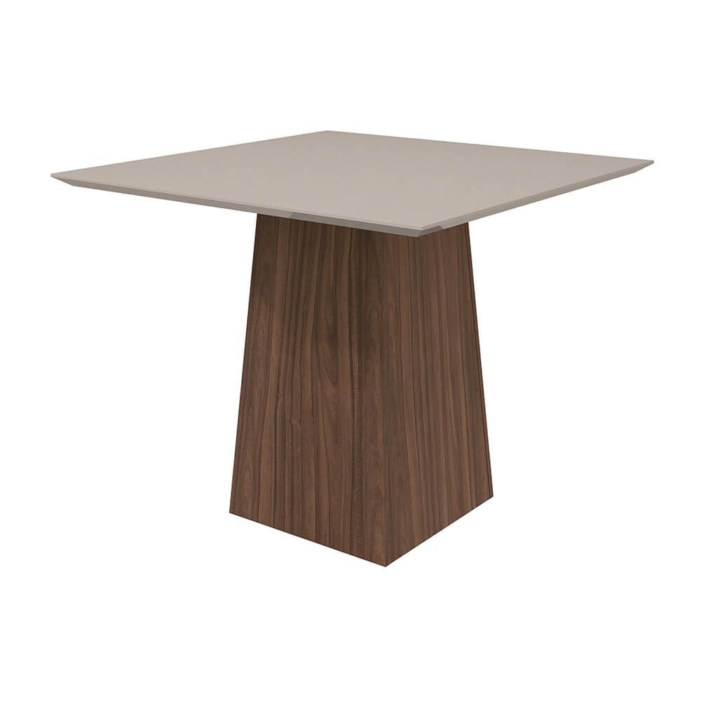 imbuia mesa para sala de jantar lopas nevada slin 100x100cm com vidro