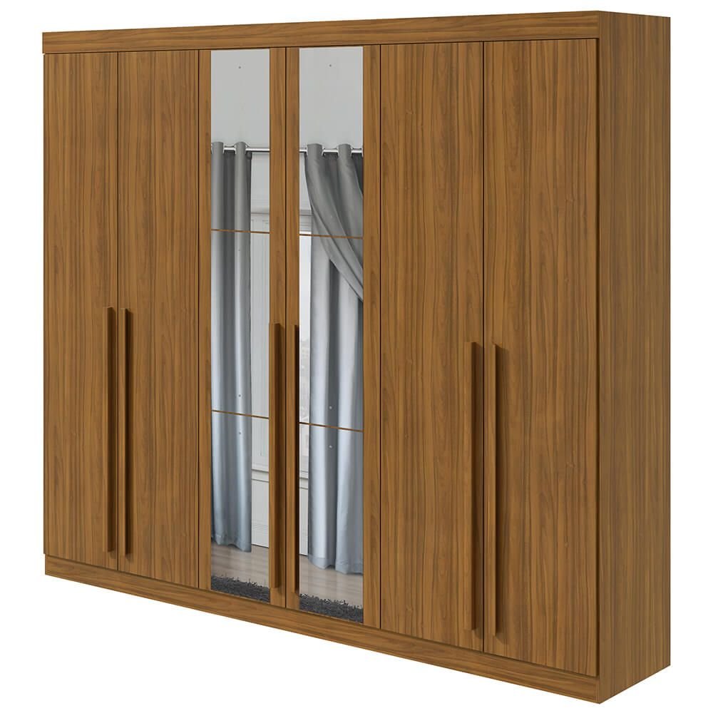 rovere fi guarda roupa lopas castellaro com espelho 6 portas e 4 gavetas