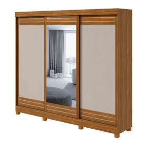 rovere off fi guarda roupa lopas speciale com espelho com pes 3 portas de correr 4 gavetas