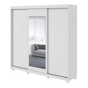branco fi guarda roupa lopas taurus com espelho com pes 3 portas de correr e 4 gavetas