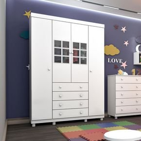 guarda roupa tcil moveis capricho com pes 4 portas 4 gavetas branco fa