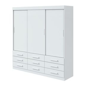 branco fi guarda roupa lopas hercules 3 portas de correr e 9 gavetas