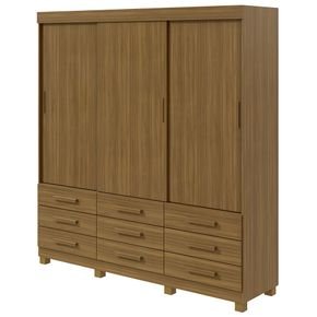 rovere fi guarda roupa lopas hercules com pes 3 portas de correr e 9 gavetas