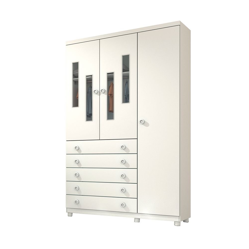 guarda roupa tcil moveis evolution com pes 3 portas 5 gavetas neve fi