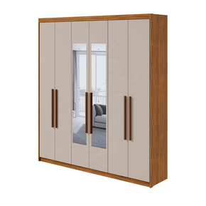 rovere off fi guarda roupa lopas libra com espelho 6 portas e 9 gavetas