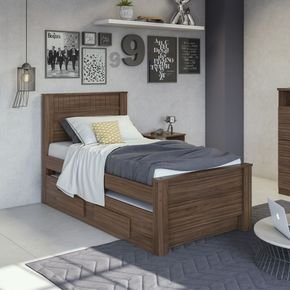 imbuia fa cama lopas athenas solteiro com cama auxiliar bibox