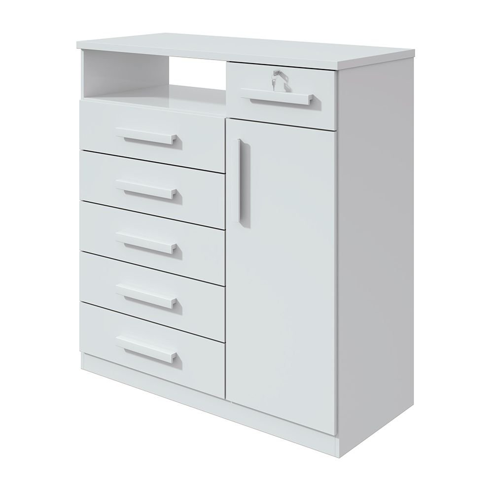 branco fi comoda lopas da vinci 1 porta 6 gavetas
