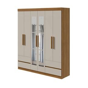 rovere off fi guarda roupa lopas zeus com espelho 6 portas e 4 gavetas