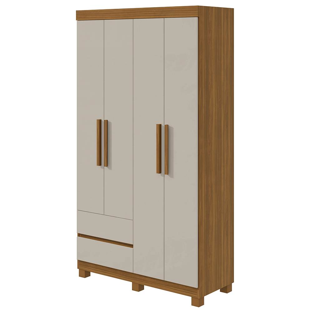 rovere off fi guarda roupa lopas zeus com pes 4 portas e 2 gavetas