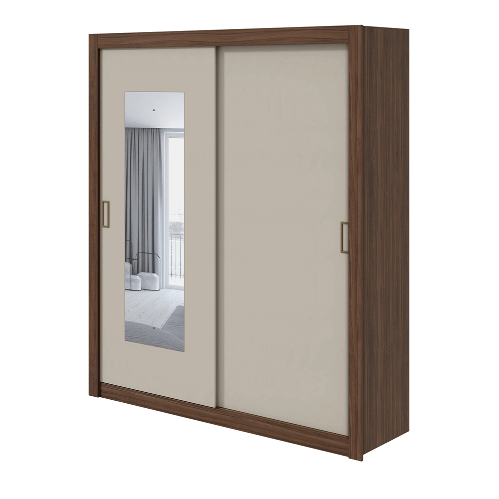 imbuia off fi guarda roupa lopas apoena plus com espelho 2 portas e 3 gavetas