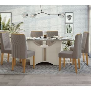 animale bege sala de jantar lopas mesa rock off 170x90 vidro 6 cadeiras exclusive rovere