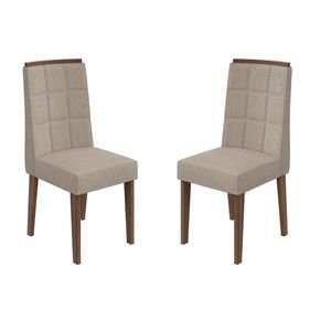veludo creme conjunto 2 cadeiras de jantar lopas nevada cor imbuia