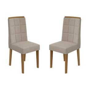 veludo creme conjunto 2 cadeiras de jantar lopas nevada cor rovere