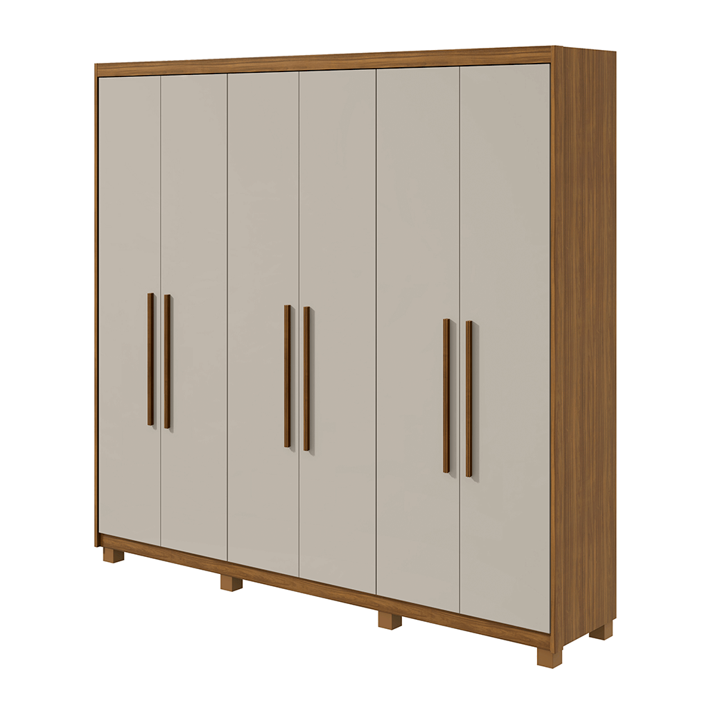 rovere off fi guarda roupa lopas aries com pes 6 portas e 5 gavetas