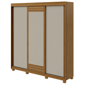 rovere off fi guarda roupa lopas aquarius com pes 3 portas de correr 3 gavetas