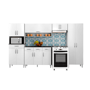 branco fi cozinha modulada arte moveis fran 5 pecas com 12 portas 4 gavetas