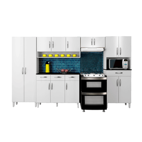branco fi cozinha modulada arte moveis laine 5 pecas com 14 portas 4 gavetas