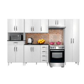 branco fi cozinha modulada arte moveis camilly 5 pecas com 13 portas 5 gavetas