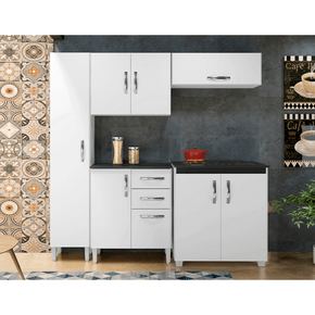 branco fa cozinha modulada arte moveis ana clara 5 pecas com 8 portas 2 gavetas
