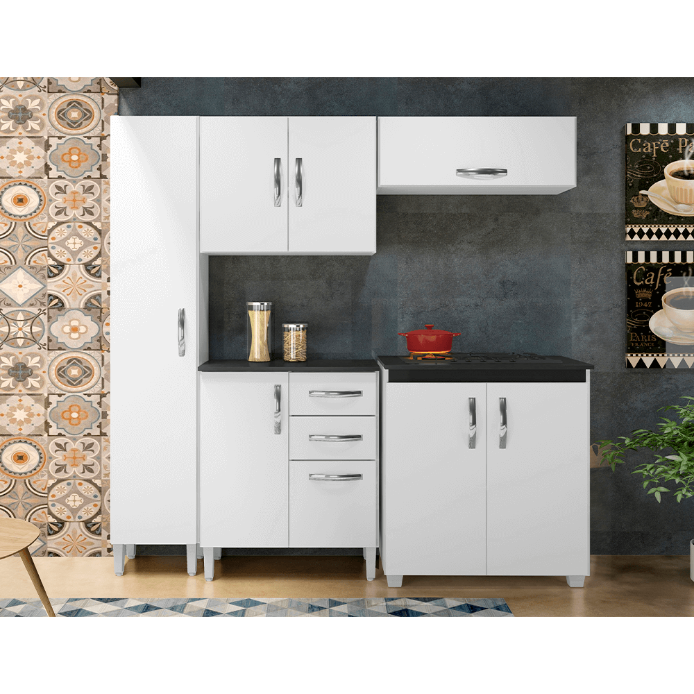 branco fa cozinha modulada arte moveis ana clara 5 pecas com 8 portas 2 gavetas