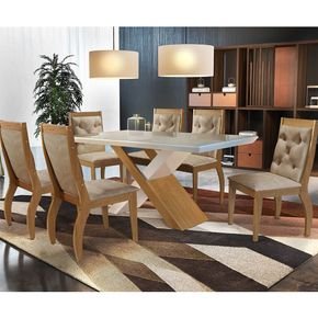animalle chocolate sala de jantar rufato mesa imperatriz 180x90cm vidro 6 cadeiras agata imbuia off