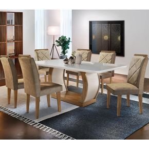 animale chocolate sala de jantar rufato mesa jade 180x90cm vidro 6 cadeiras melissa imbuia off