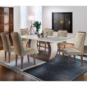 turim 07 sala de jantar rufato mesa jade 180x90cm vidro 6 cadeiras melissa cafe off